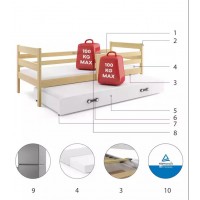 Gulta ERYK 2 90x200, priede/balts Gulta ERYK 2 90x200, priede/balts